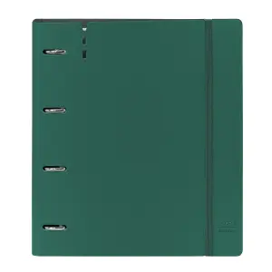 Safta Carpeta con 4 Anillas 35mm - Tapas de PP Foam - Recambio 100 Hojas - Cierre Elastico - Ranura para Boligrafo - Solapa Interior - Separadores Internos - 270x40x320mm - Color Verde Oscuro