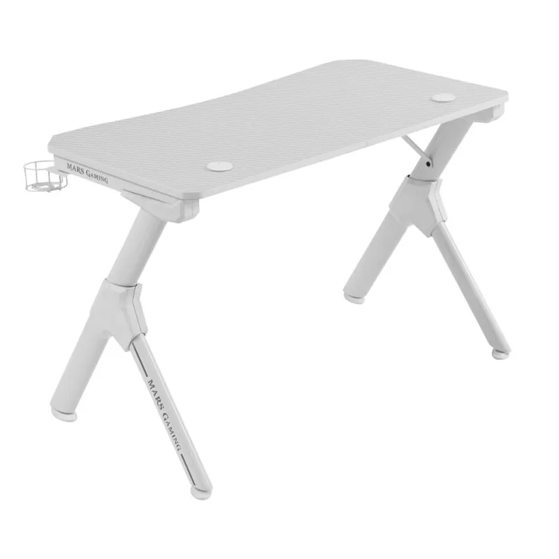 Mars Gaming Mesa MGD White 110x60cm Chasis Acero Altura 74cm Diseño Fibra Carbono