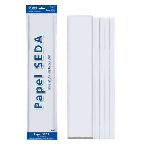Dohe Papel Seda 18g 50x70cm para Manualidades y Decoración - 25 Hojas