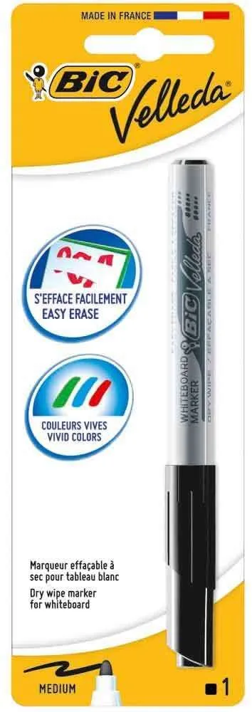 Bic Velleda 1741 Marcador para Pizarra Negro - Punta 4.5 mm - Trazo 1.4 mm - Tinta Acetona