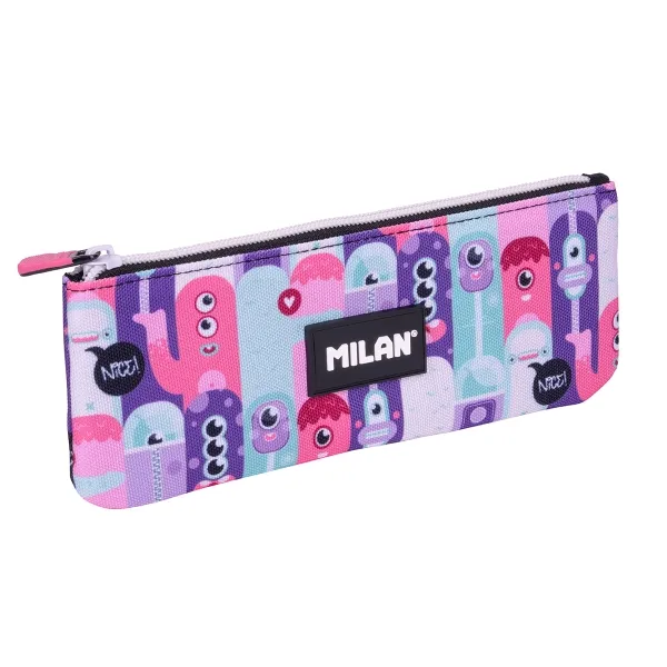 Milan Estuche Portatodo Plano Compacto con Cierre de Cremallera 23x9x1.5cm Rosa