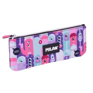Milan Estuche Portatodo Plano Compacto con Cierre de Cremallera 23x9x1.5cm Rosa