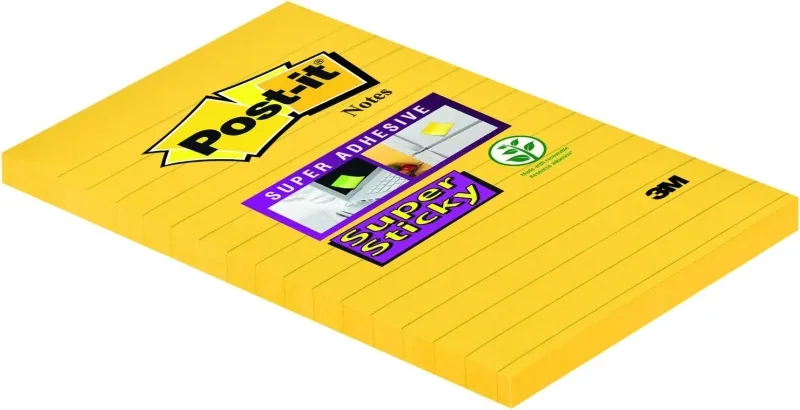 Post-It Super Sticky Bloc De 75 Notas Adhesivas Reposicionables - Forma Rectangular - 101X152Mm - Color Ultra Amarillo