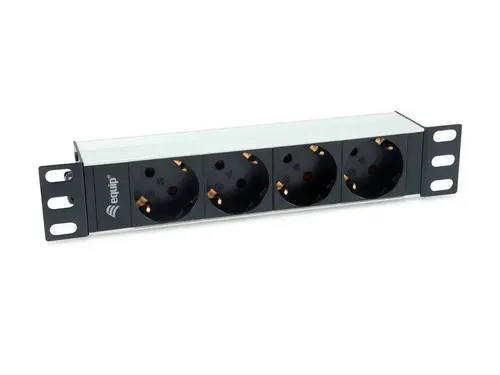 Regleta Alimentacion Aluminio Rack 10" 1U 4 Tomas Tipo Shucko Euro Cable 1.5M