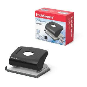 ErichKrause Elegance Perforadora de Papel Hasta 20 Hojas Color Negro con Depósito de Residuos