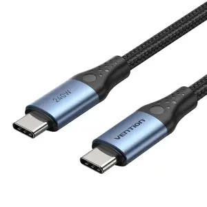 Vention Cable USB-C 240W 0.5m Nylon Trenzado 480Mbps Chip E-Marker Negro/Azul