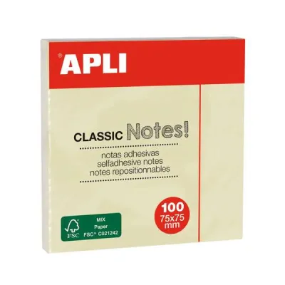 Apli Bloc de 100 Notas Adhesivas 75 x 75 mm Color Amarillo