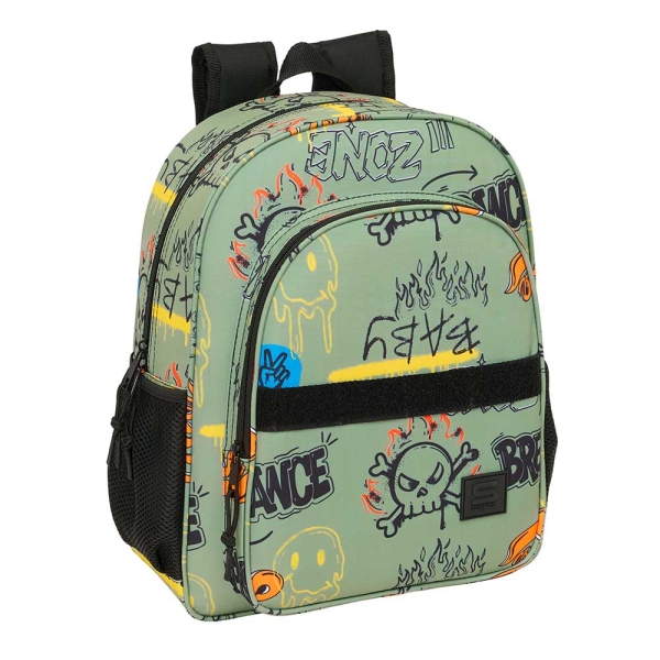 Safta Graffiti Zone Mochila - Adaptable A Carro - Bolsillos Laterales - Doble Tirador - Hombreras Acolchadas - Bolsillo Frontal - Asa Superior - 15L - 320X120X380Mm - Color Verde