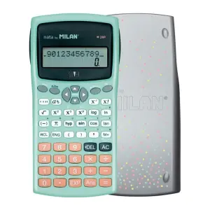 Milan M240 Calculadora Científica 10+2 Dígitos, Pantalla de 2 Líneas, 240 Funciones, Turquesa/Blanco/Rosa