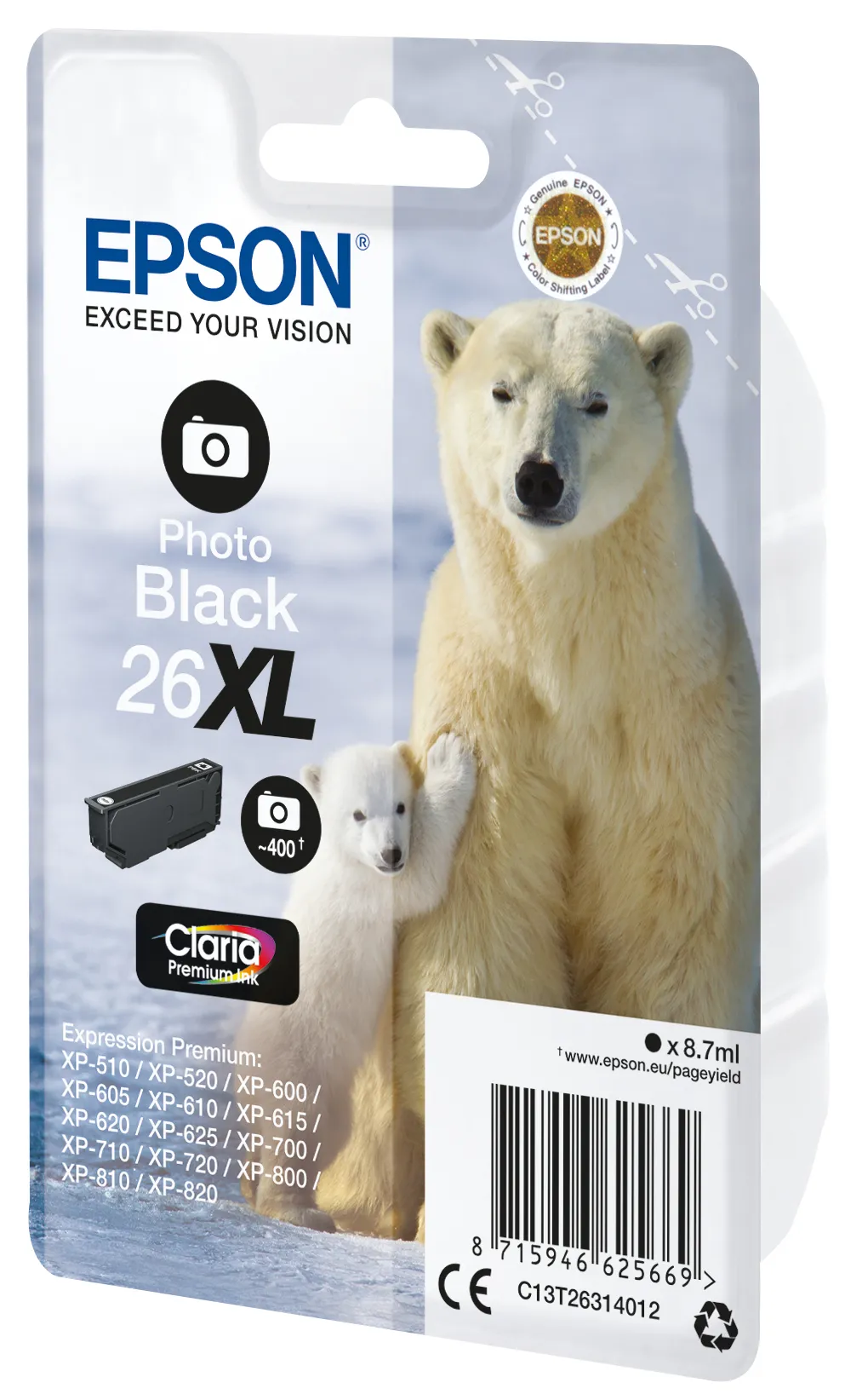 Epson T2631 (26XL) Negro Photo Cartucho de Tinta Original