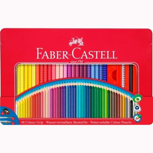 Faber Castell Lápices Colour Grip + Accesorios C/Surtidos Estuche De Metal 48 Ud