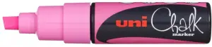 Uni-ball PWE-8K Marcador de Tiza Líquida Rosa - Punta Biselada 8mm, Borrado en Húmedo, Resistente a la Lluvia