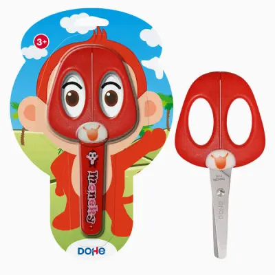 Dohe Tijera Escolar para Niños con Puntas Redondeadas y Funda - Diseño Mono