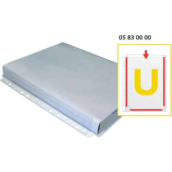 Grafoplás Bolsa 5 Fundas A4 Fuelle En U 11 Taladros Pvc Transparente