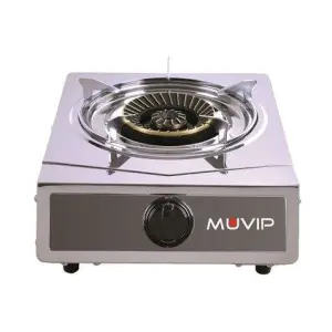 Muvip Cocina de Gas Inox 1 Fuego con Encendido Piezoeléctrico y Quemador Desmontable