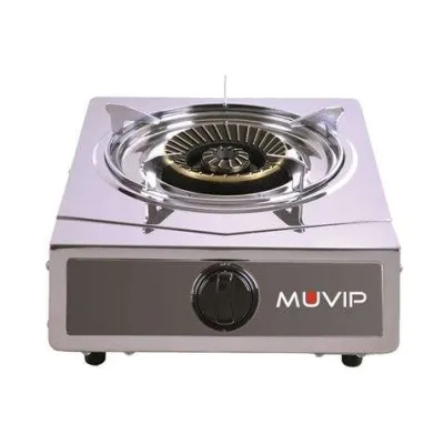 Muvip Serie Strong Cocina De Gas Inox 1 Fuego - Encendido Piezoelectrico - Quemador De Hierro Fundido Desmontable