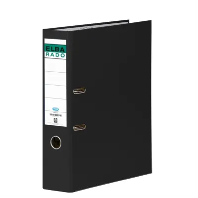 Elba Archivador de Palanca Tamaño Folio 80mm con Ollao y Rado PVC Negro