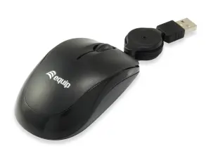 Equip Mouse Óptico USB 2 Botones Cable Retráctil Negro