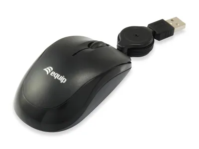 Equip Mouse Óptico USB 2 Botones Cable Retráctil Negro