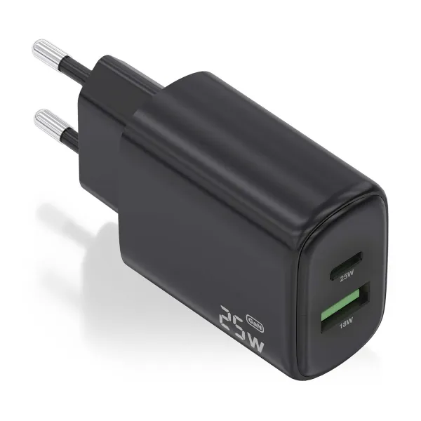 Aisens Cargador 25W - 1Xusb-C Pd3.0 - 1Xusb-A Qc3.0 - Color Negro