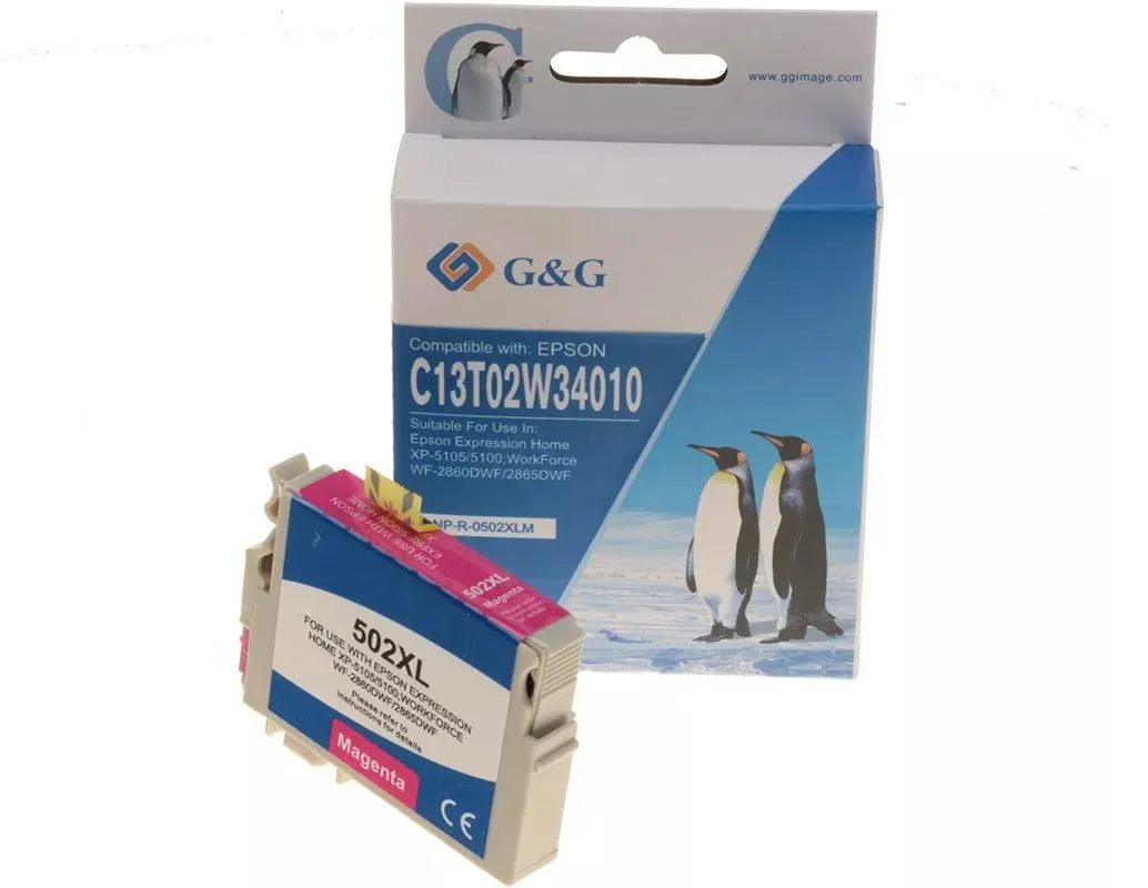 G&G Epson 502Xl Magenta Cartucho De Tinta Generico - Reemplaza C13T02W34010/C13T02V34010
