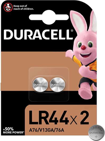 Duracell Pilas Alcalinas De Boton Lr44 76A/A76/V13Ga 1.5V - 2 Unidades