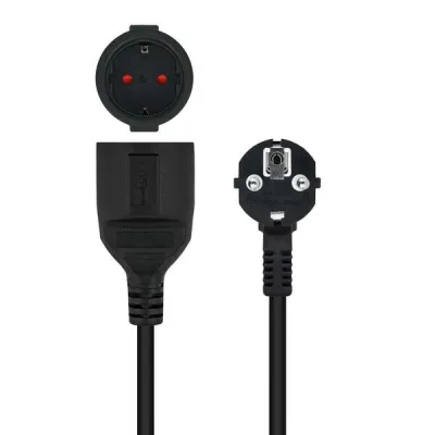 Nanocable Cable de Alimentación Alargador CEE7 Acodado Macho a CEE7 Hembra 10m