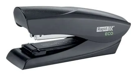 Rapid Eco Grapadora De Sobremesa 24/6, 26/6 - Grapa Hasta 25 Hojas - Grapado Plano Y Clavado - Fabricado Con Un 74% De Plastico Reciclado Postconsumo - Color Negro