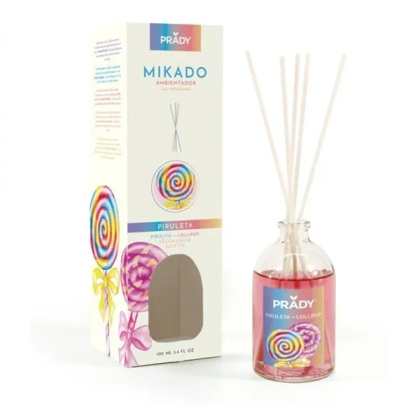 Prady Ambientador Mikado Piruleta 100 ml con Varitas Difusoras de Cristal