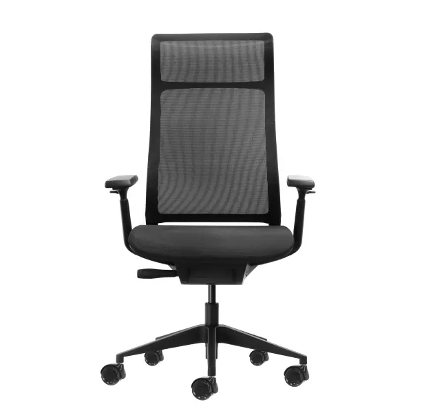 Oqonos Cherg 028 Silla de Oficina Ergonomica con Respaldo de Malla, Reposabrazos 4D y Ruedas de Silicona