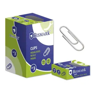 Bismark Pack de 100 Clips Nº3 42mm para Papelería y Oficina