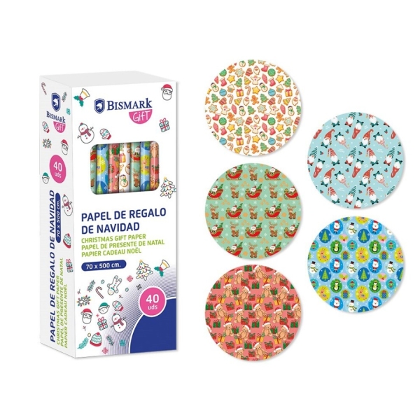 Bismark Navidad Juguetes Rollo De Papel Regalo - Medidas 70Cmx500Cm - 5 Diseños Diferentes