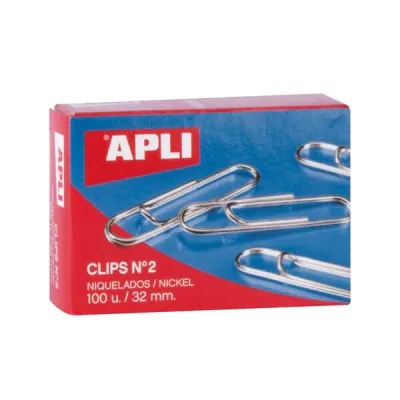 Apli Clips Niquelados Nº 2 - 32mm Caja 100 Unidades