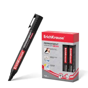 ErichKrause Marcador Permanente P-500 Punta Biselada Negro Resistente al Agua y UV