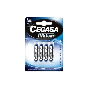 Cegasa Pack de 4 Pilas de Litio AAA LR03 1.5V