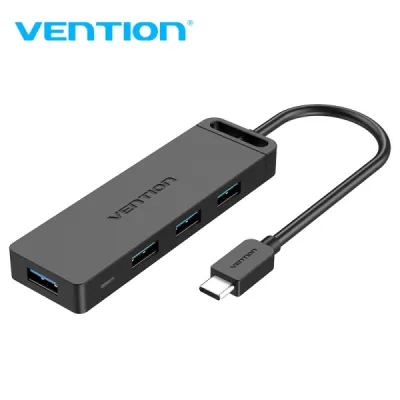 Vention Hub Usb C 4 Puertos - Alta Velocidad 5 Gbps - Compatible Otg - Amplia Compatibilidad - Color Negro
