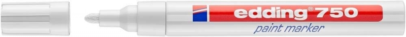 Edding 750 Rotulador Permanente - Punta Redonda - Trazo Entre 2 Y 4 Mm. - Tinta Opaca - Secado Rapido - Color Blanco