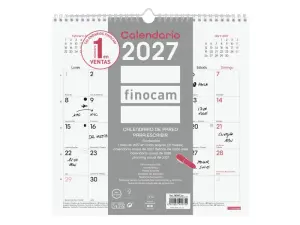 Finocam Chic Calendario de Pared Anual 2027 Mes Vista 300x300mm Espiral Doble