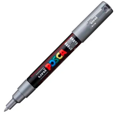 Posca Marcador  Pc-1M No Permanente Punta Fina 0.7-1Mm Plata