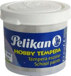 Pelikan Tempera Escolar 40ml - Fácil de Lavar - Color Blanco - Ideal para Manualidades