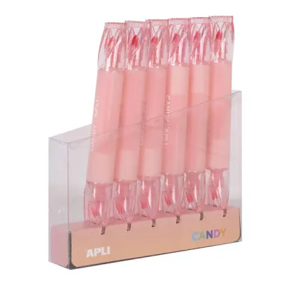 Apli Caramelo Marcador Doble Punta 5mm Plana y 2mm Redonda Color Rosa
