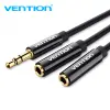 Vention Cable Estéreo Jack 3.5 Macho a 2x Jack 3.5 Hembra - 0.3m - Negro