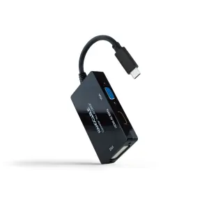 Nanocable Conversor USB-C a HDMI, DVI y VGA - 4K 60Hz - 3 Salidas Simultáneas - 20cm