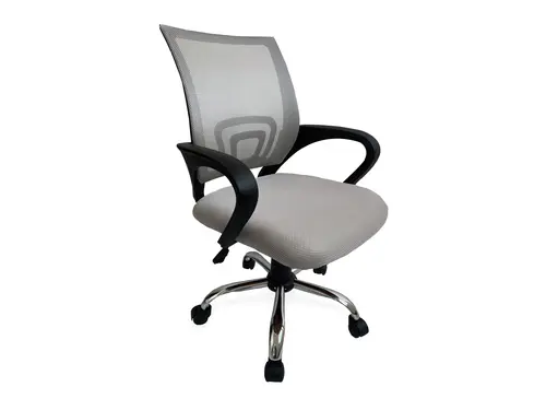 Silla De Oficina Equip De Malla Color Gris Claro Recubrimiento Pu De Alta Calidad Diseño Ergonomico