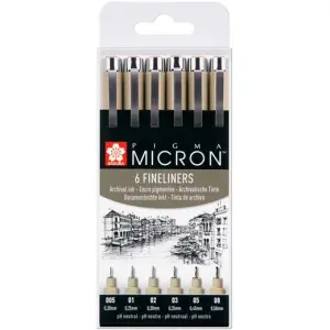 Talens Pigma Micron Fineliner Rotuladores Permanentes Estuche de 6 Negro