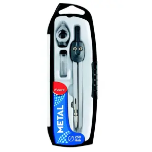 Maped Start Metal Compás con Brazo Articulado, Adaptador y Minas de Repuesto
