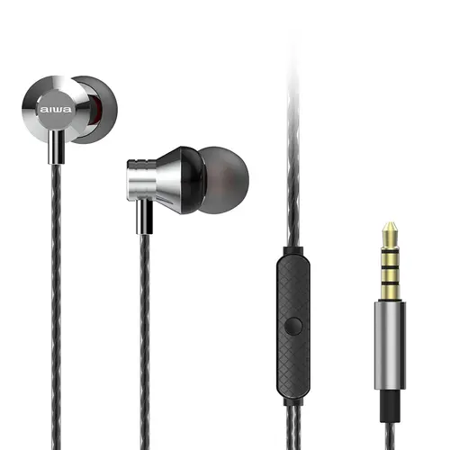 Aiwa ESTM-50SL Silver Auricular Intrauditivo 3.5mm Neodimio 10mm Dinámico con Control Remoto 1.2m