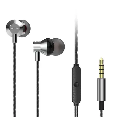Aiwa ESTM-50SL Silver Auricular Intrauditivo 3.5mm Neodimio 10mm Dinámico con Control Remoto 1.2m