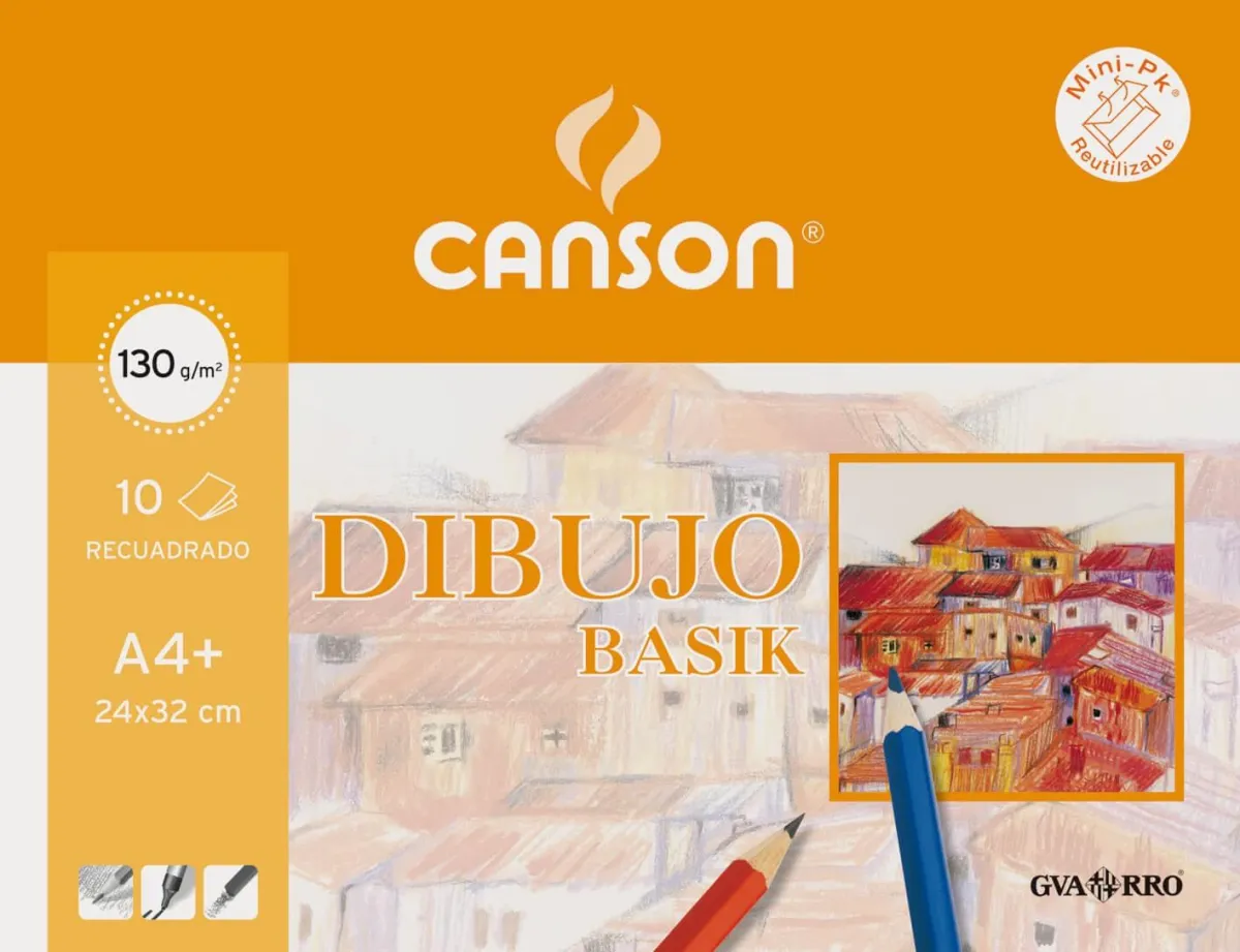 Canson Minipack Dibujo Basik 10 Hojas 130 Gr. Recuadro 24X32Cm