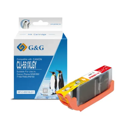 Canon CLI-551XL Gris Cartucho de Tinta Compatible Reemplazo 6447B001/6512B001